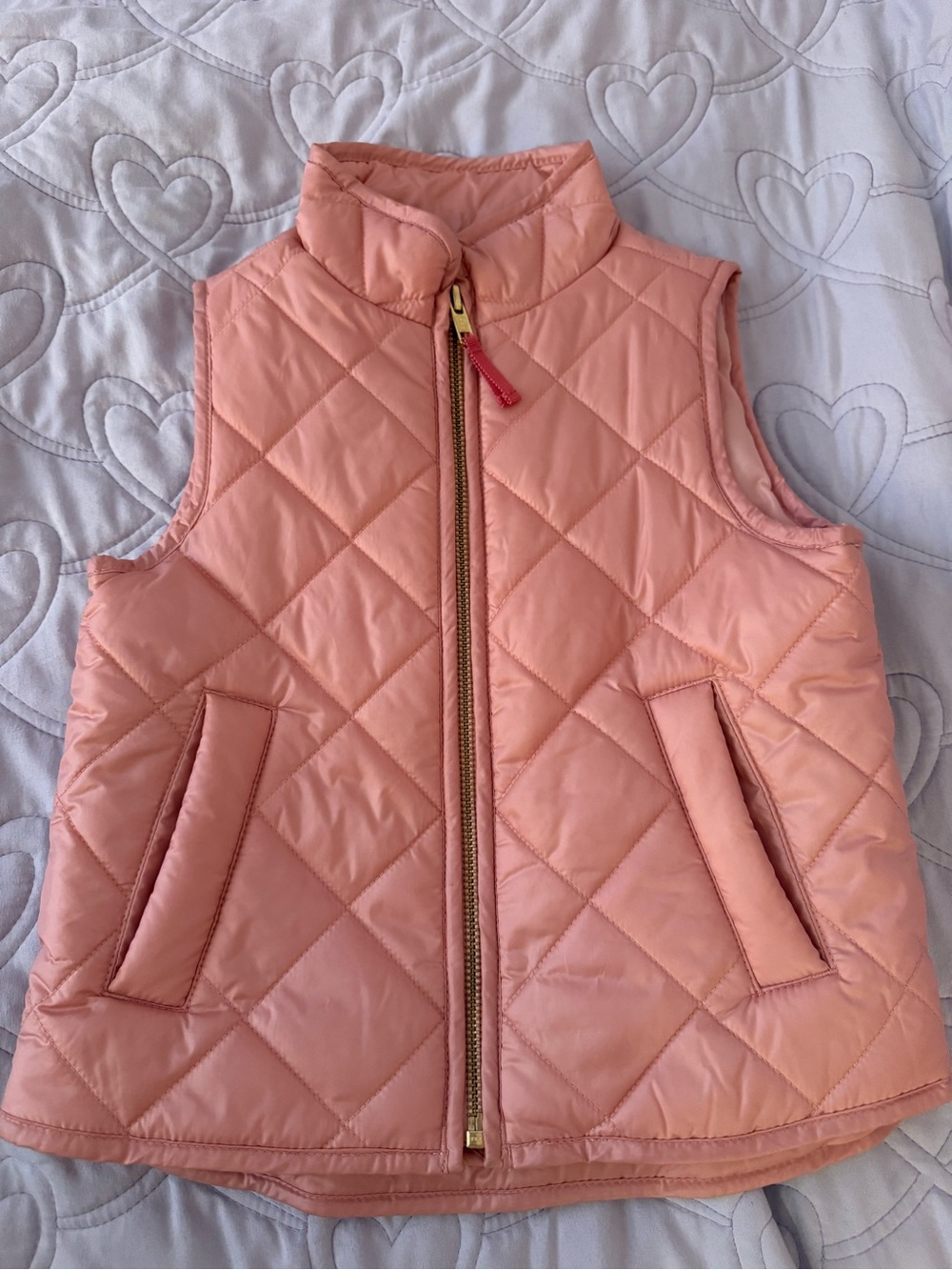 Crewcuts Quilted Peach-Pink Vest with Gold Zipper